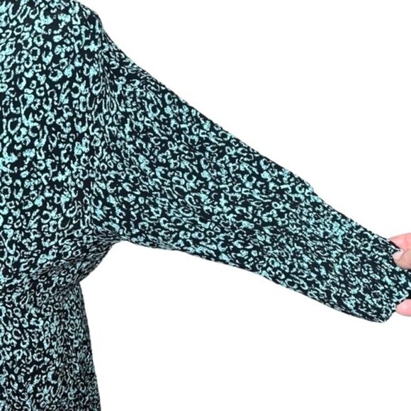 Zara Green & Black Leopard Print Long-Sleeve Wrap Dress Womens Size Large - Picture 4 of 12